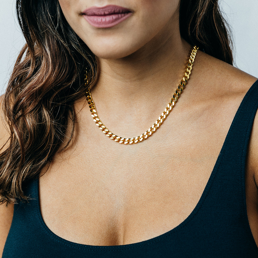 Gold Curb Chain Necklace