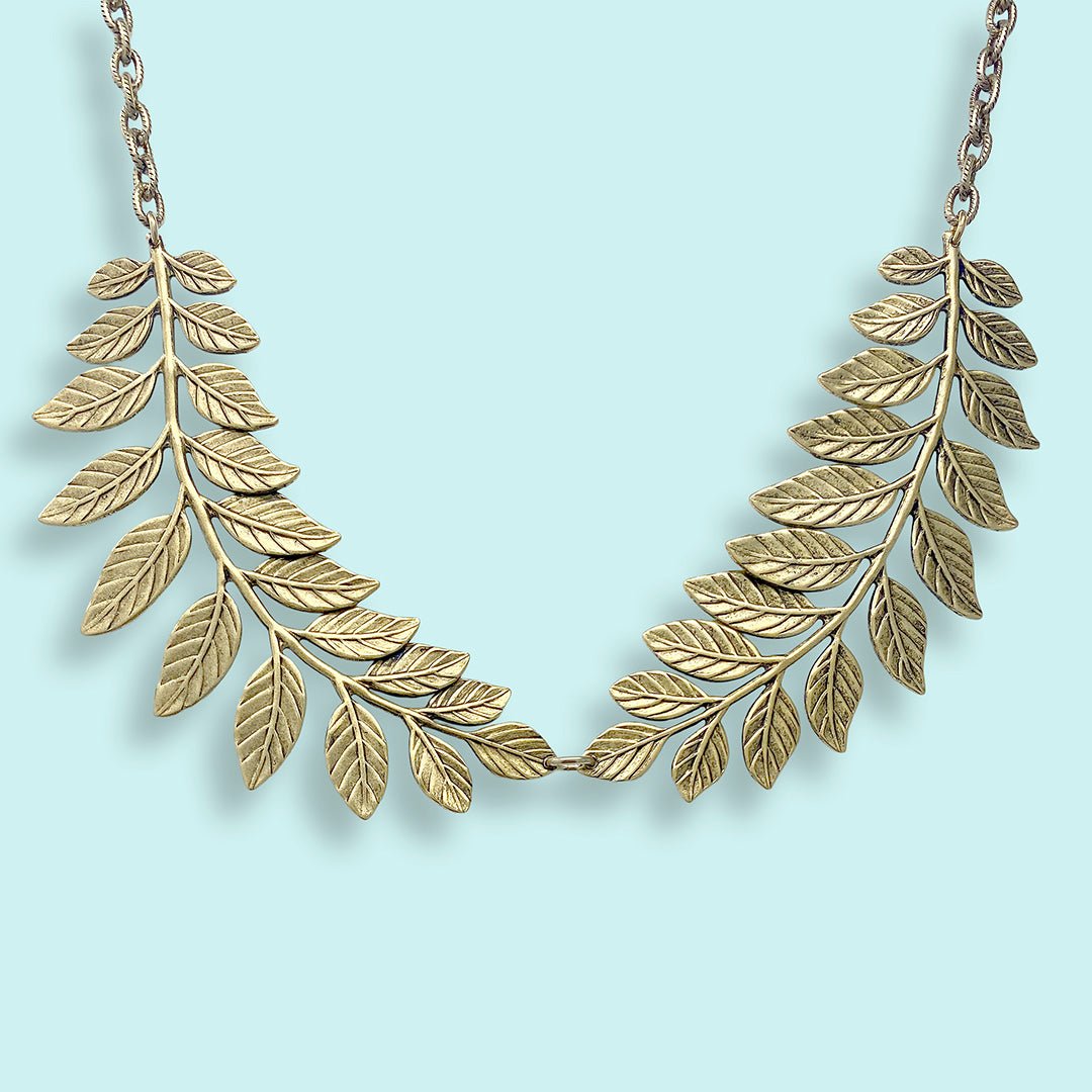 Antique Gold Leafy Collar Necklace | Vine Statement Necklace