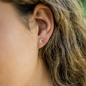 Tiny Moon Stud Earrings