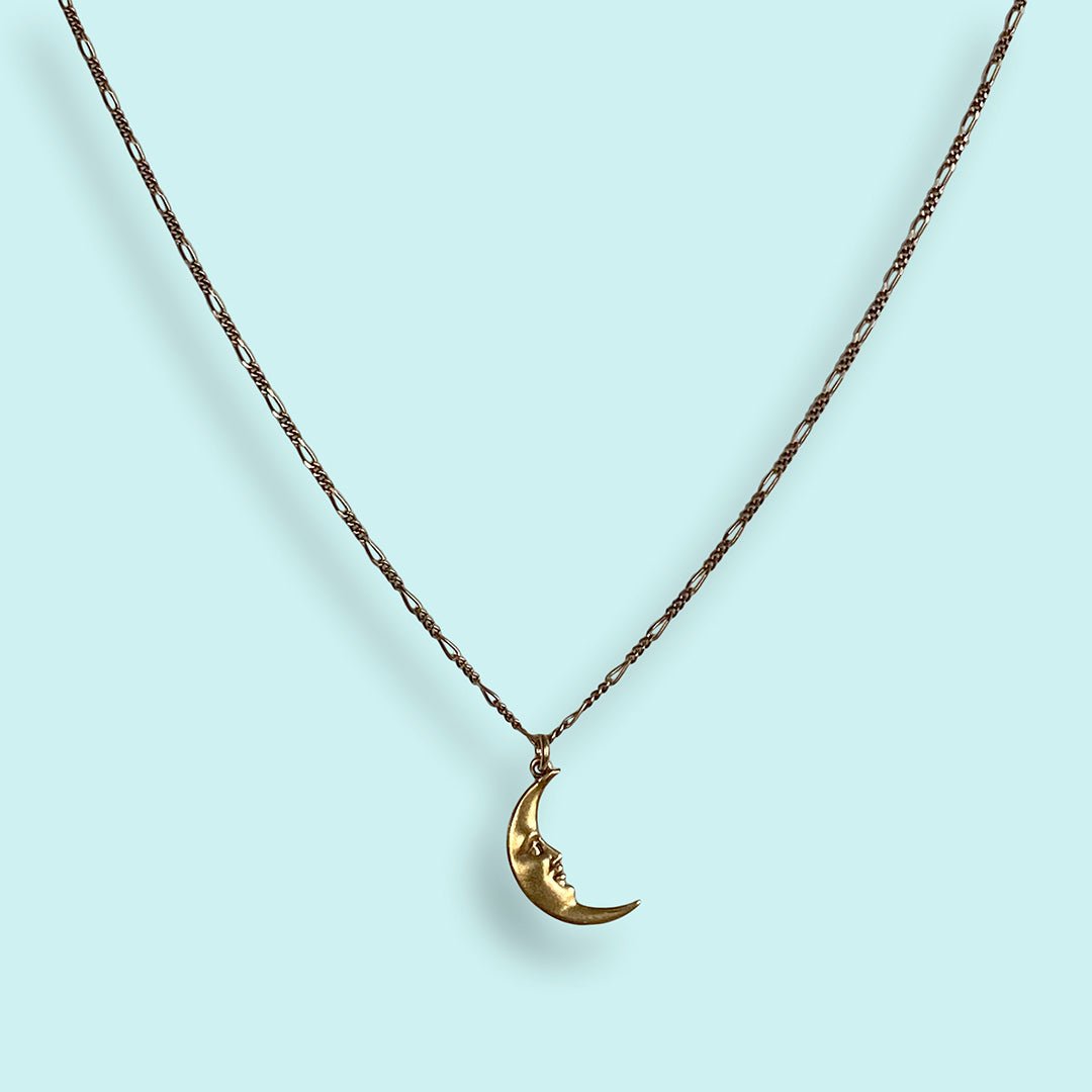 Golden Man in the Moon Necklace - Ornamental Things