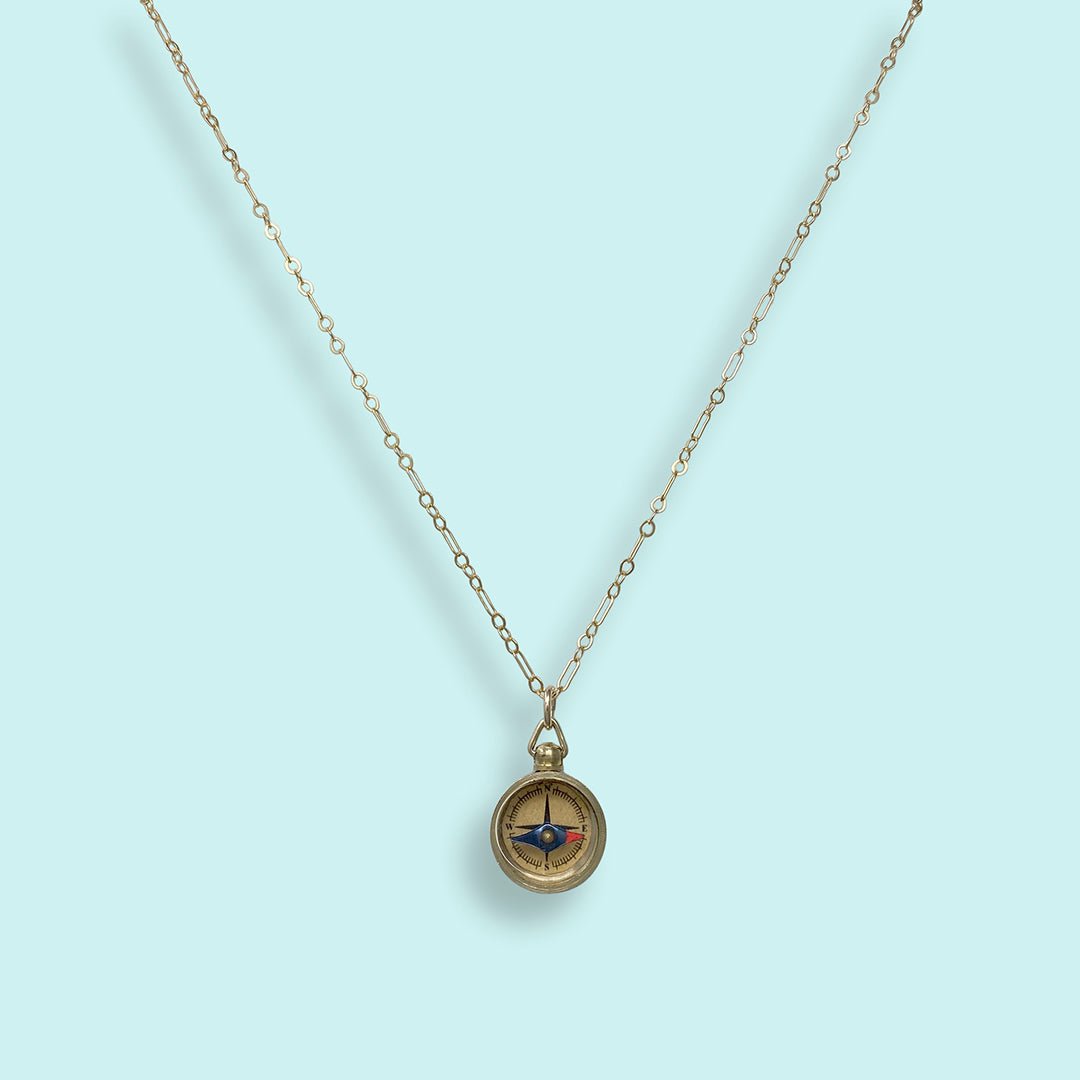 Tiny Compass on Gold Filled Chain Necklace - Ornamental Things