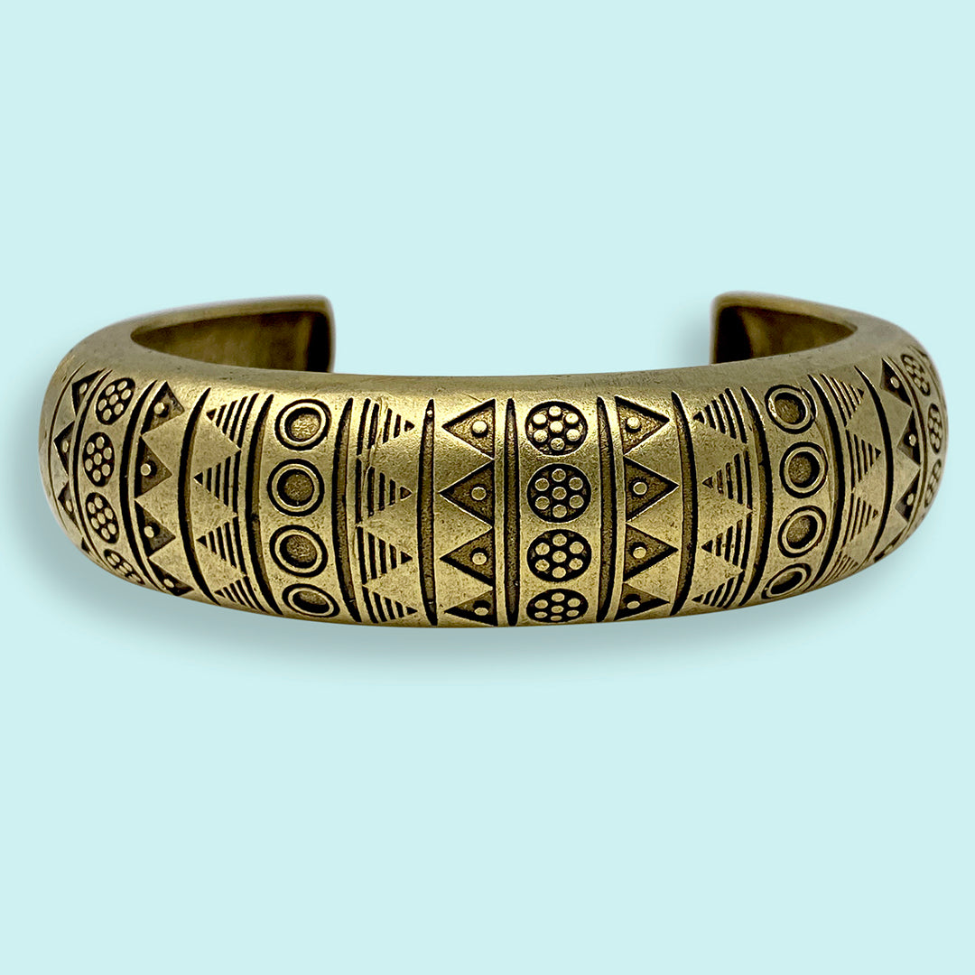 Gold Hieroglyph Cuff Bracelet