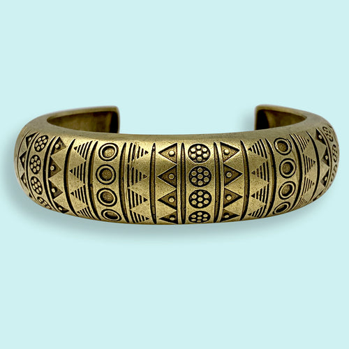 Gold Hieroglyph Cuff Bracelet