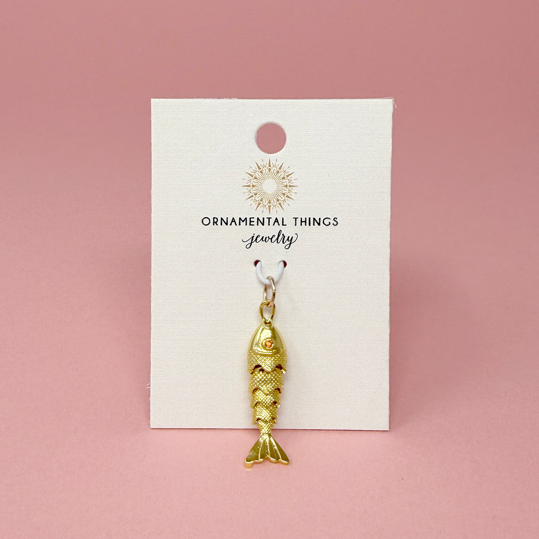 Gold Swimming Fish Charm