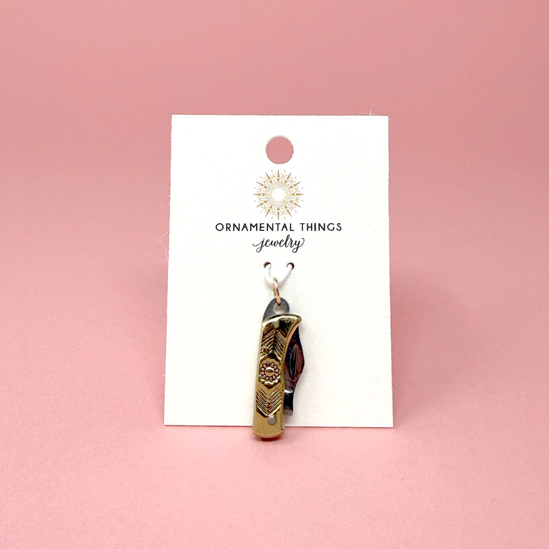 Gold Wildflower Knife Charm