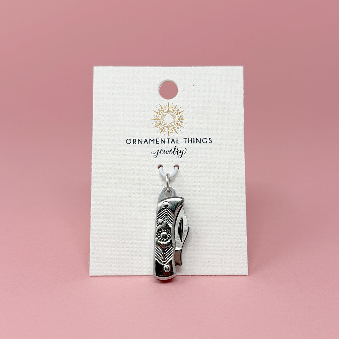 Silver Wildflower Knife Charm