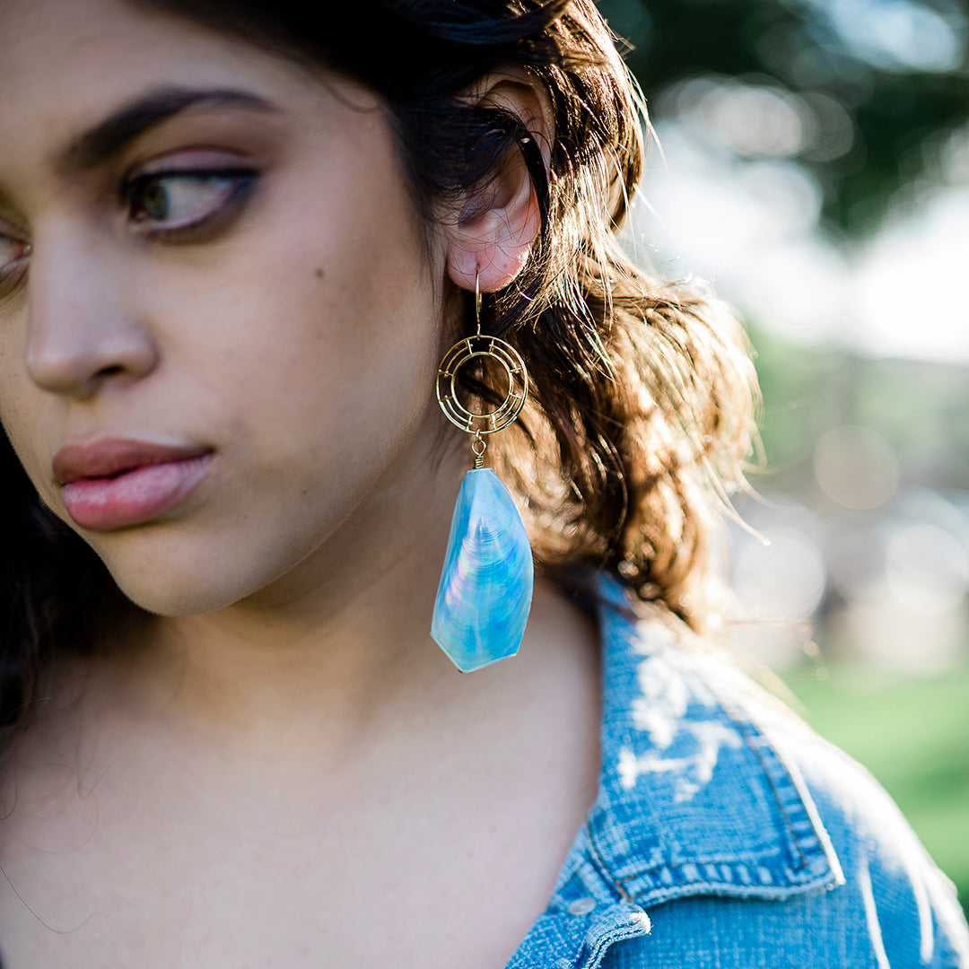 Blue Shell Earrings