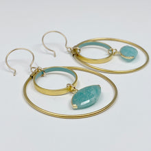 Load image into Gallery viewer, Blue Circle and Amazonite Eye Earrings