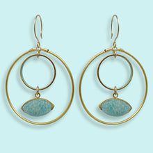 Load image into Gallery viewer, Blue Circle and Amazonite Eye Earrings