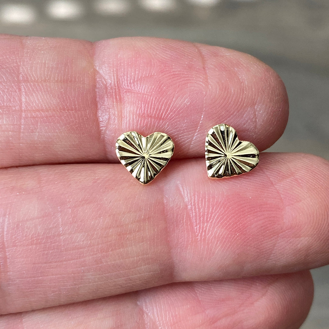 Tiny Heart Starburst Stud Earrings