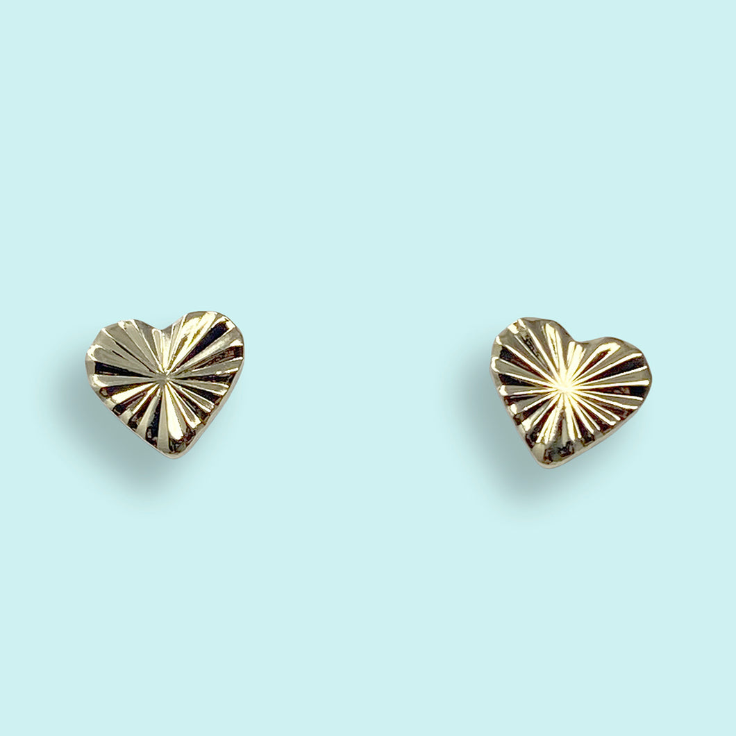 Tiny Heart Starburst Stud Earrings