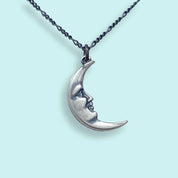 Silver Man in the Moon Necklace