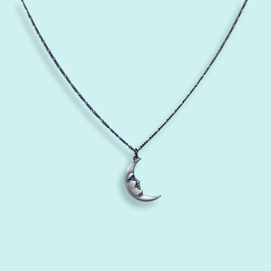 Silver Man in the Moon Necklace