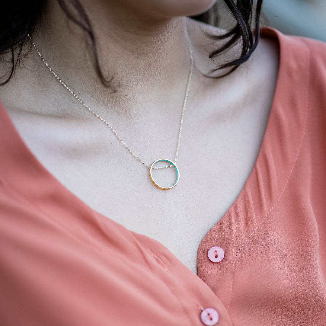 Small Blue Circle Necklace