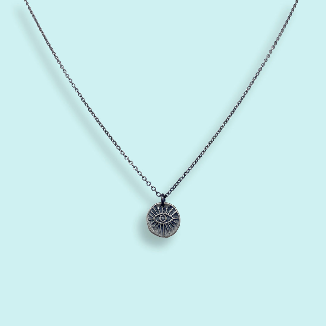 Sterling Evil Eye Medallion Necklace