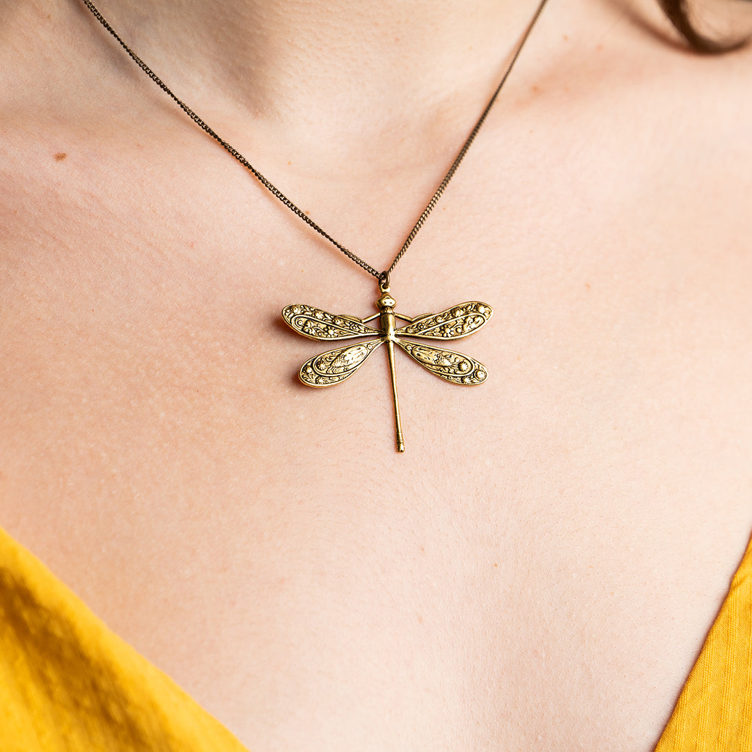 Golden Dragonfly Necklace