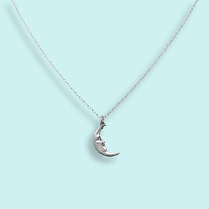 Sterling Silver Man in the Moon Necklace