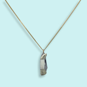 Small Bone Handled Knife on Short Gold Chain Necklace
