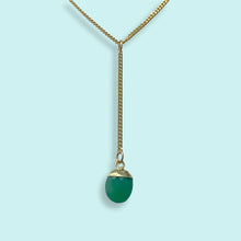 Load image into Gallery viewer, Faceted Green Chrysoprase Stone Y-drop Necklace