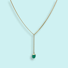 Load image into Gallery viewer, Faceted Green Chrysoprase Stone Y-drop Necklace