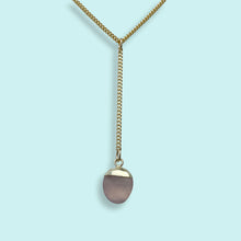 Load image into Gallery viewer, Faceted Pink Chalcedony Stone Y-drop Necklace