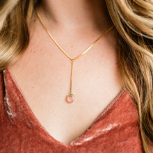 Load image into Gallery viewer, Faceted Pink Chalcedony Stone Y-drop Necklace