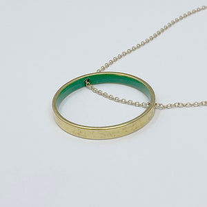Small Emerald Green Circle Necklace