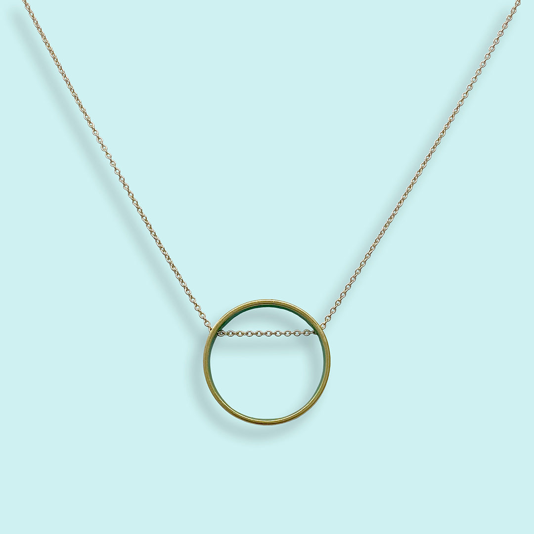 Small Emerald Green Circle Necklace