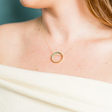 Load image into Gallery viewer, Small Emerald Green Circle Necklace