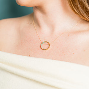 Small Emerald Green Circle Necklace