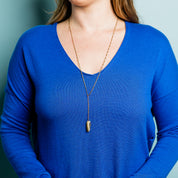 Long Y-drop Gold Knife Necklace