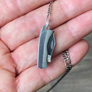 Long Y-drop Silver Knife Necklace