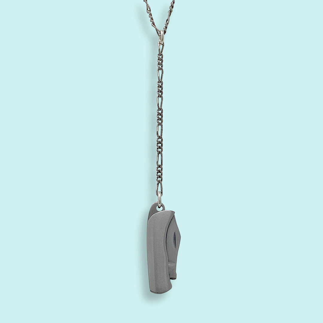 Long Y-drop Silver Knife Necklace