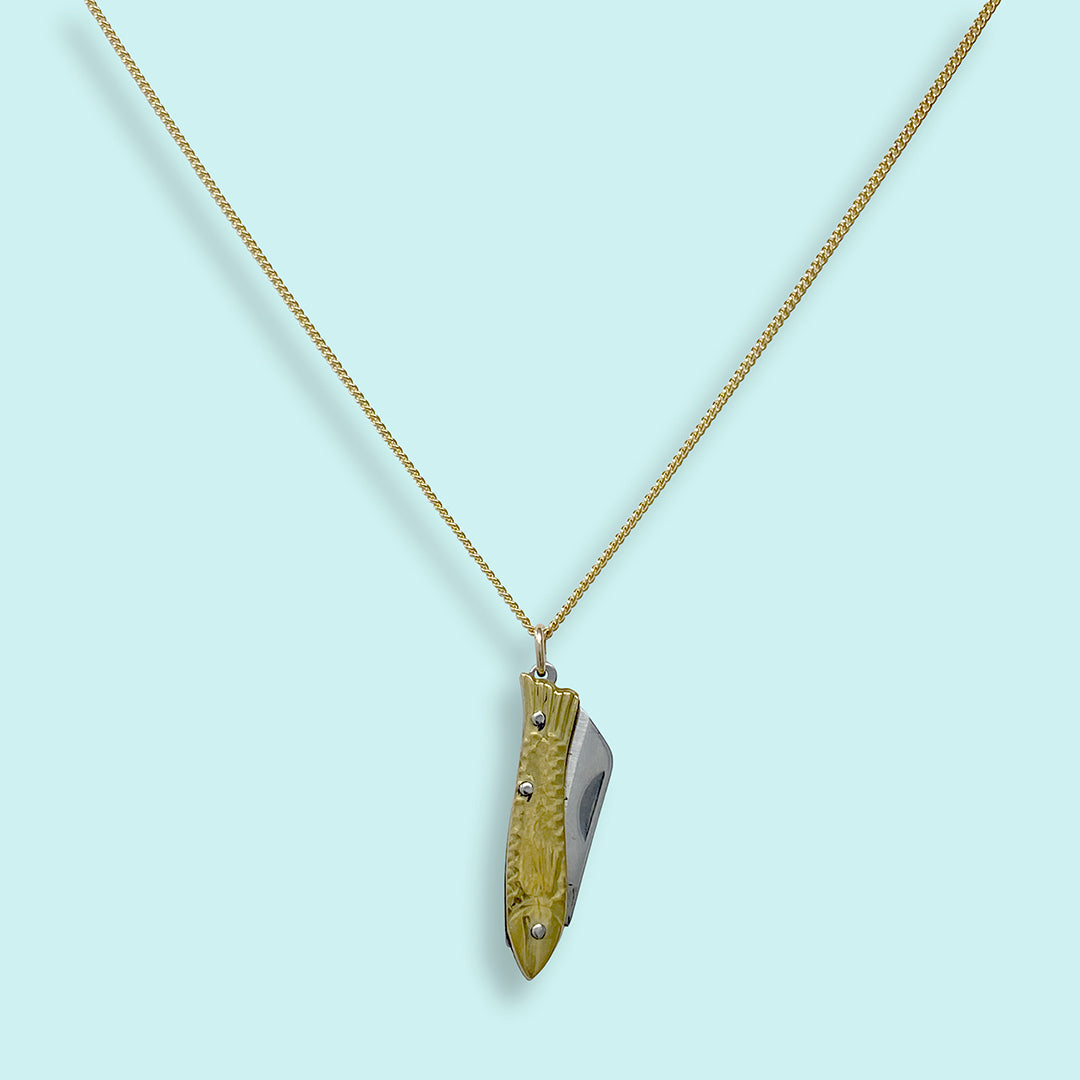 Small Gold Fish Knife Necklace