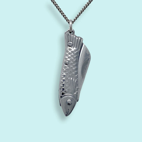 Small Silver Fish Knife Necklace