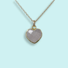 Load image into Gallery viewer, Pink Rose Quartz Heart of Stone Necklace
