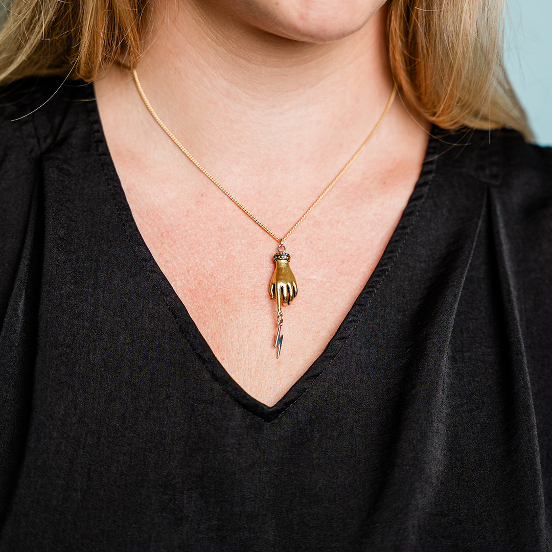 Magicians Hand on Gold Chain Necklace