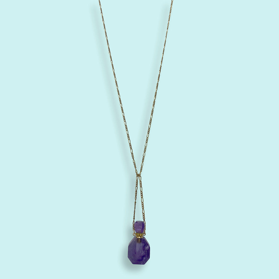 Amethyst Perfume Bottle Necklace