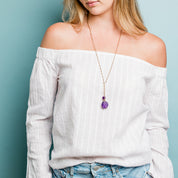 Amethyst Perfume Bottle Necklace