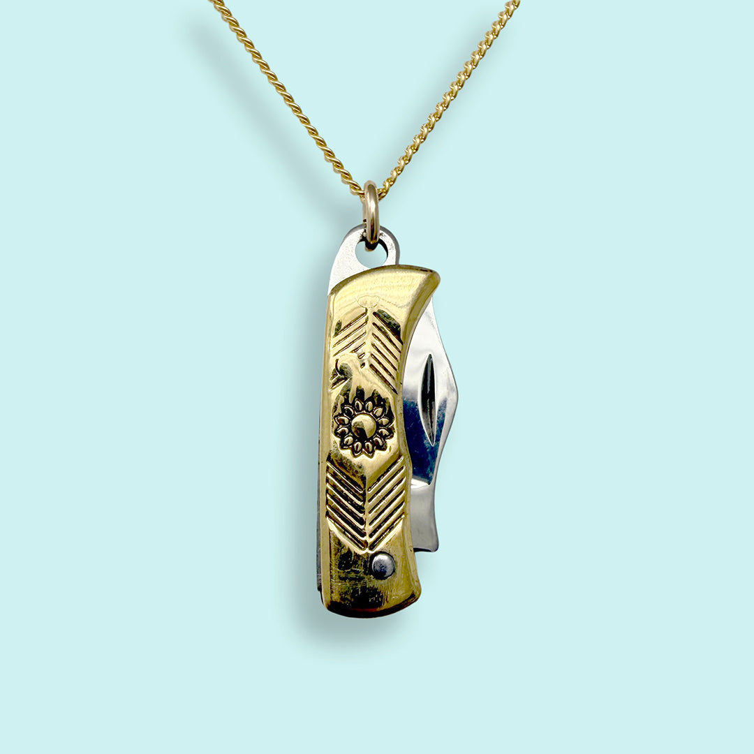 Gold Wildflower Knife Necklace