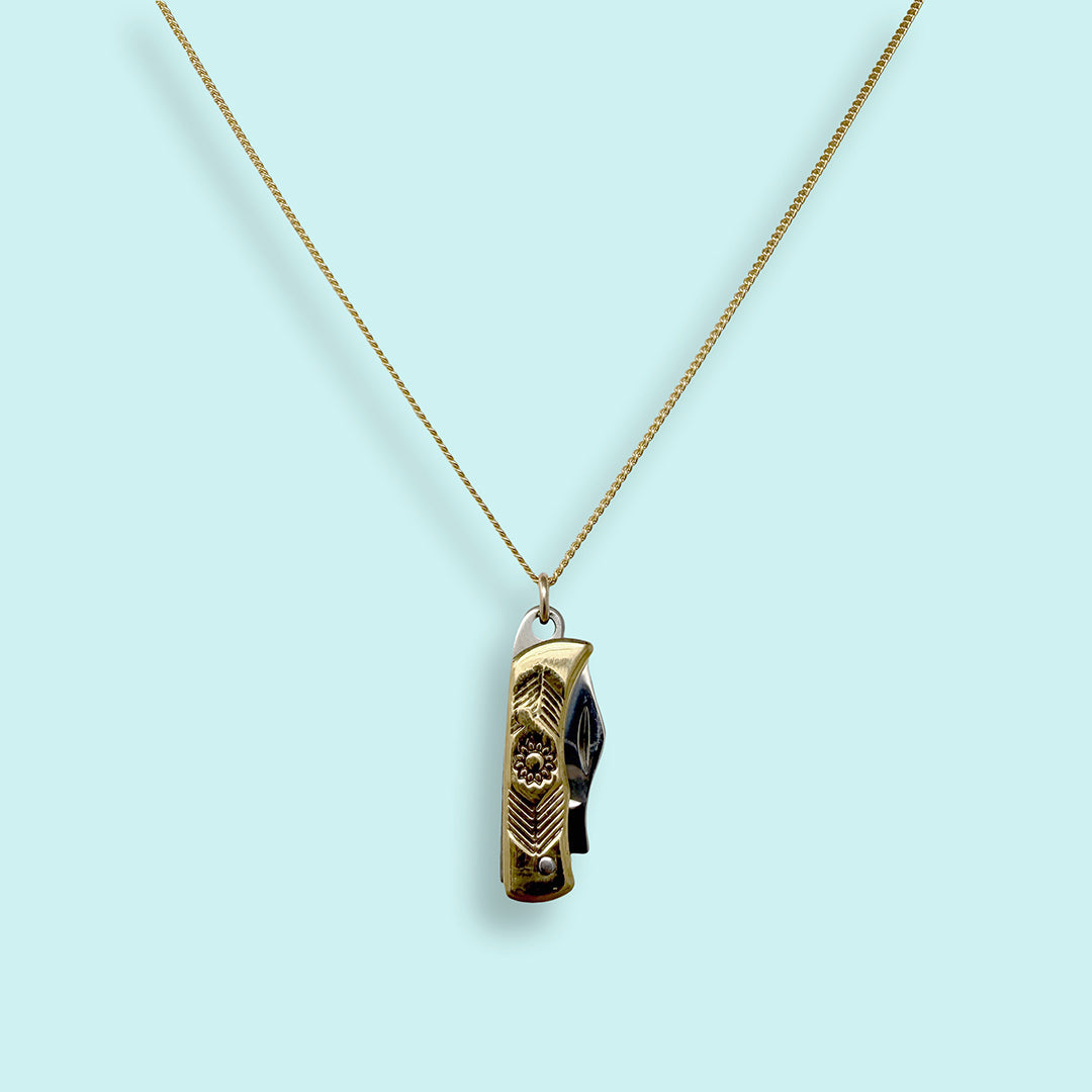 Gold Wildflower Knife Necklace