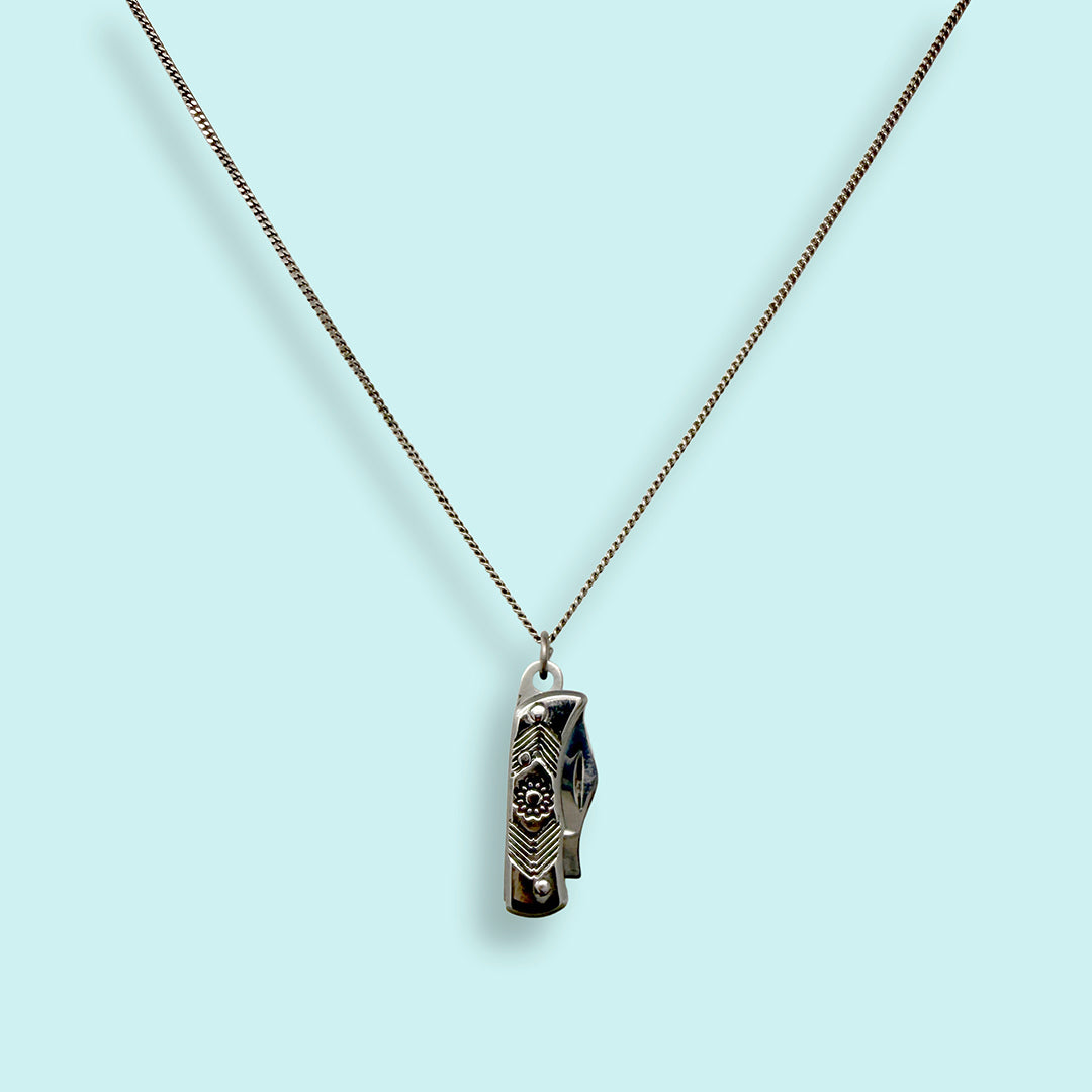Silver Wildflower Knife Necklace