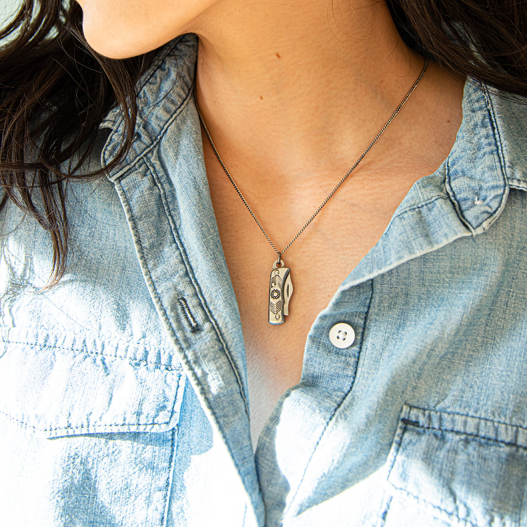 Silver Wildflower Knife Necklace