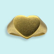 Gold Heart Signet Ring