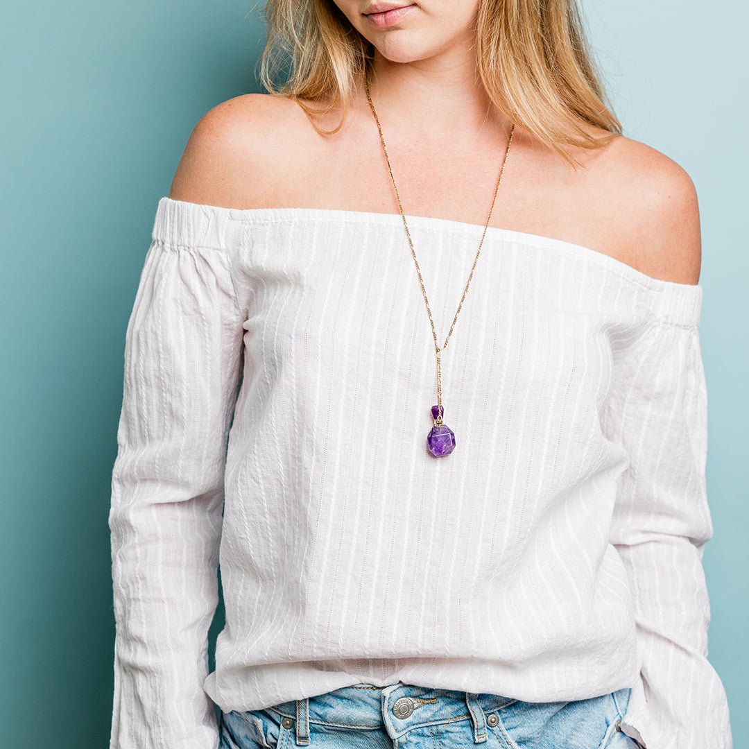 Amethyst Perfume Bottle Necklace - Ornamental Things
