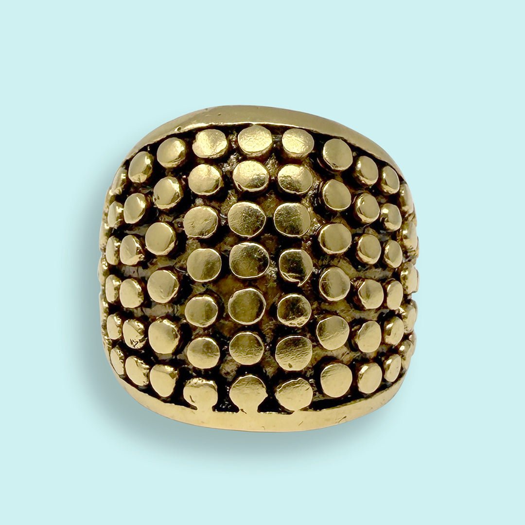Antique Gold Dotted Dome Ring - Ornamental Things
