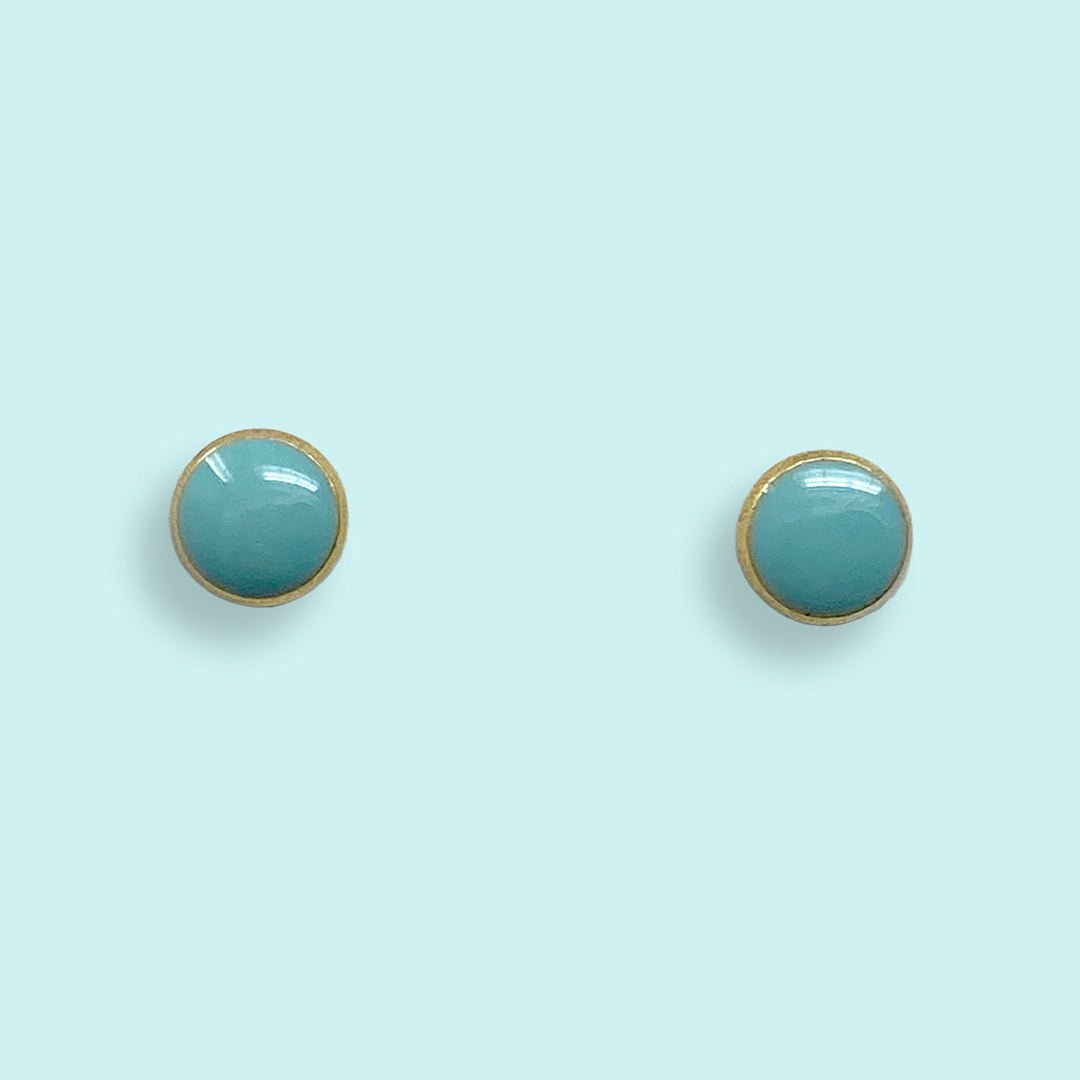 Aqua Dot Stud Earrings - Ornamental Things