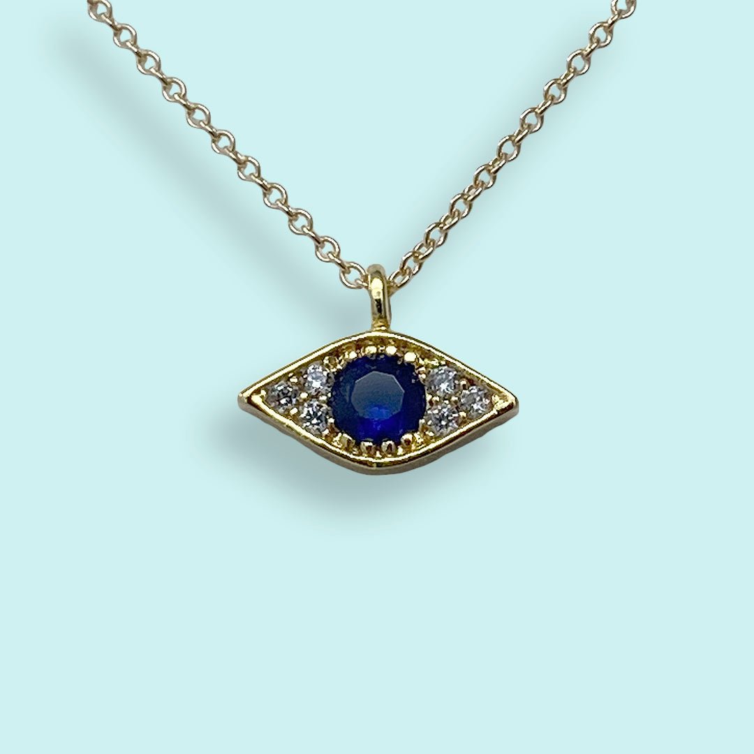 Blue Crystal Evil Eye Necklace - Ornamental Things
