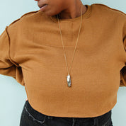 Curvilinear Bone Lockback Knife on Gold Chain Necklace - Ornamental Things