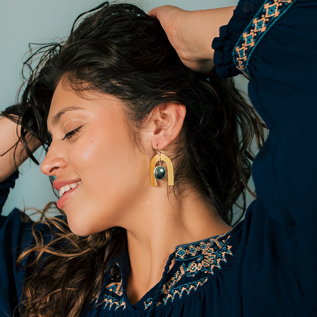 Emerald Arc Earrings - Ornamental Things